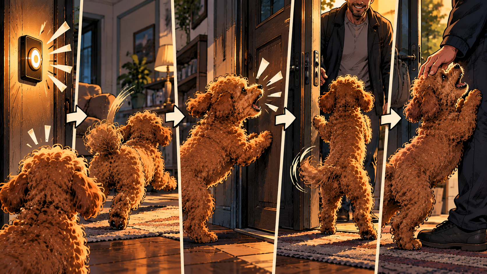 Kapı ziline tepki veren köpek