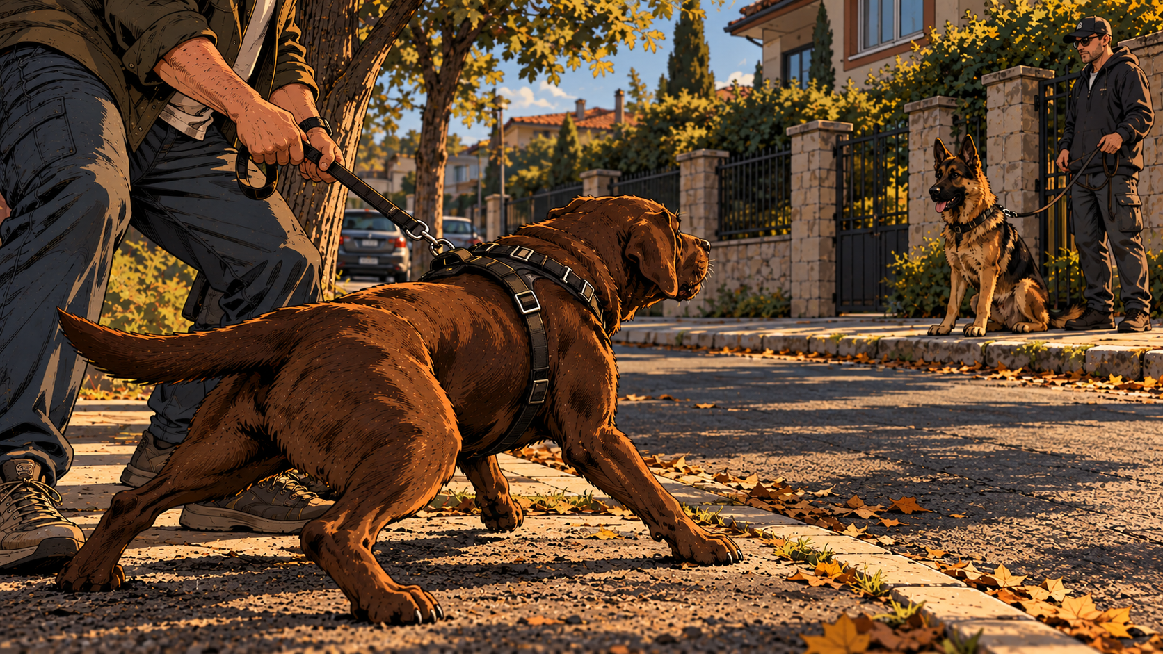 Labrador ve Alman çoban köpeği